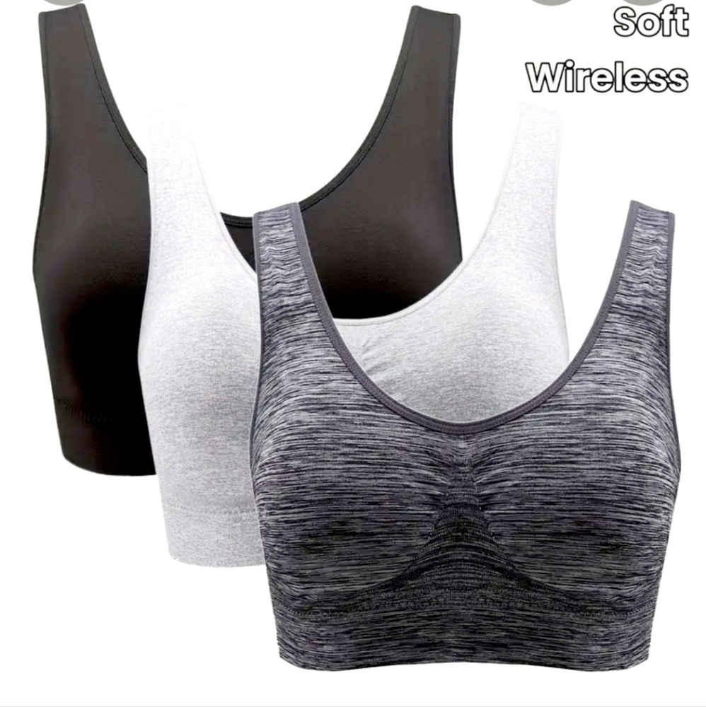 FASHION COLLECTION 3 PACK BRA PLUS SIZE 2XL BLACK, LIGHT GRAY, GRAY GRAPHITE NWT
